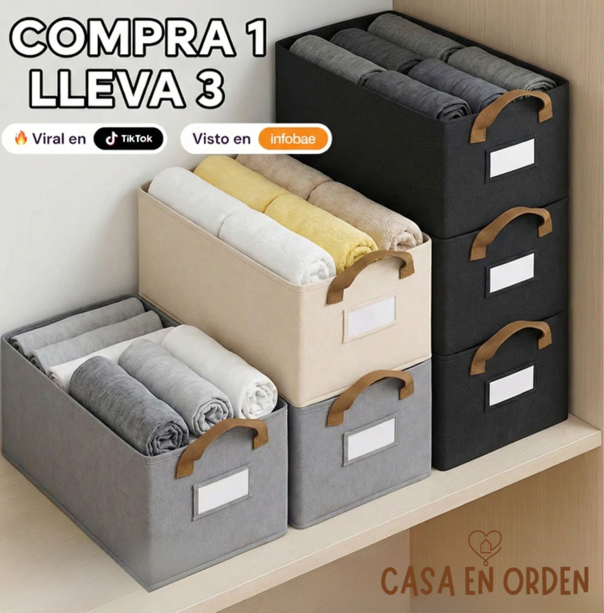 NUEVO Organizadores de Ropa Plegables CON CARTEL (Comprá 1 y lleváte 3)