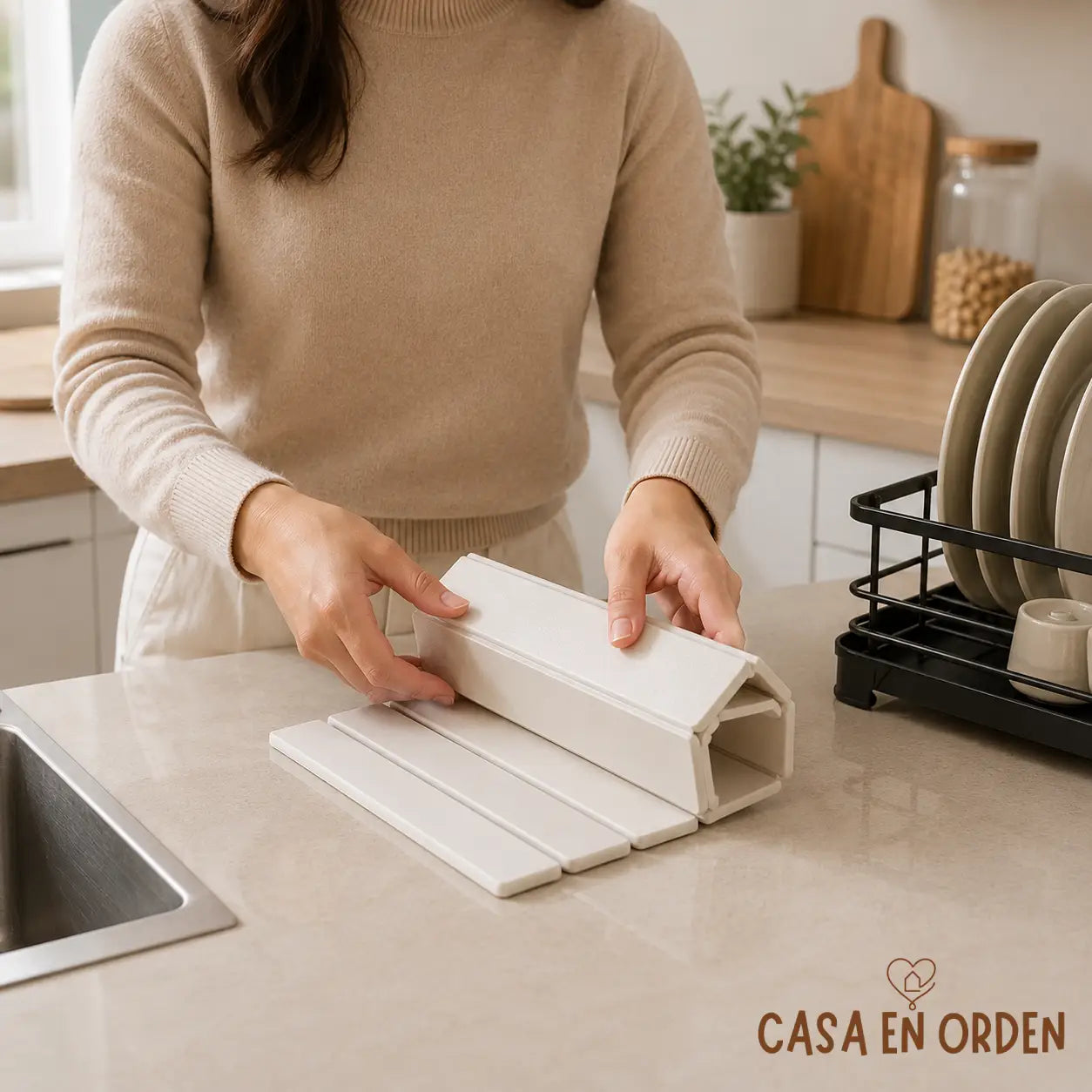 Tapete plegable ecológico para secar platos, esponjas, utensillos.