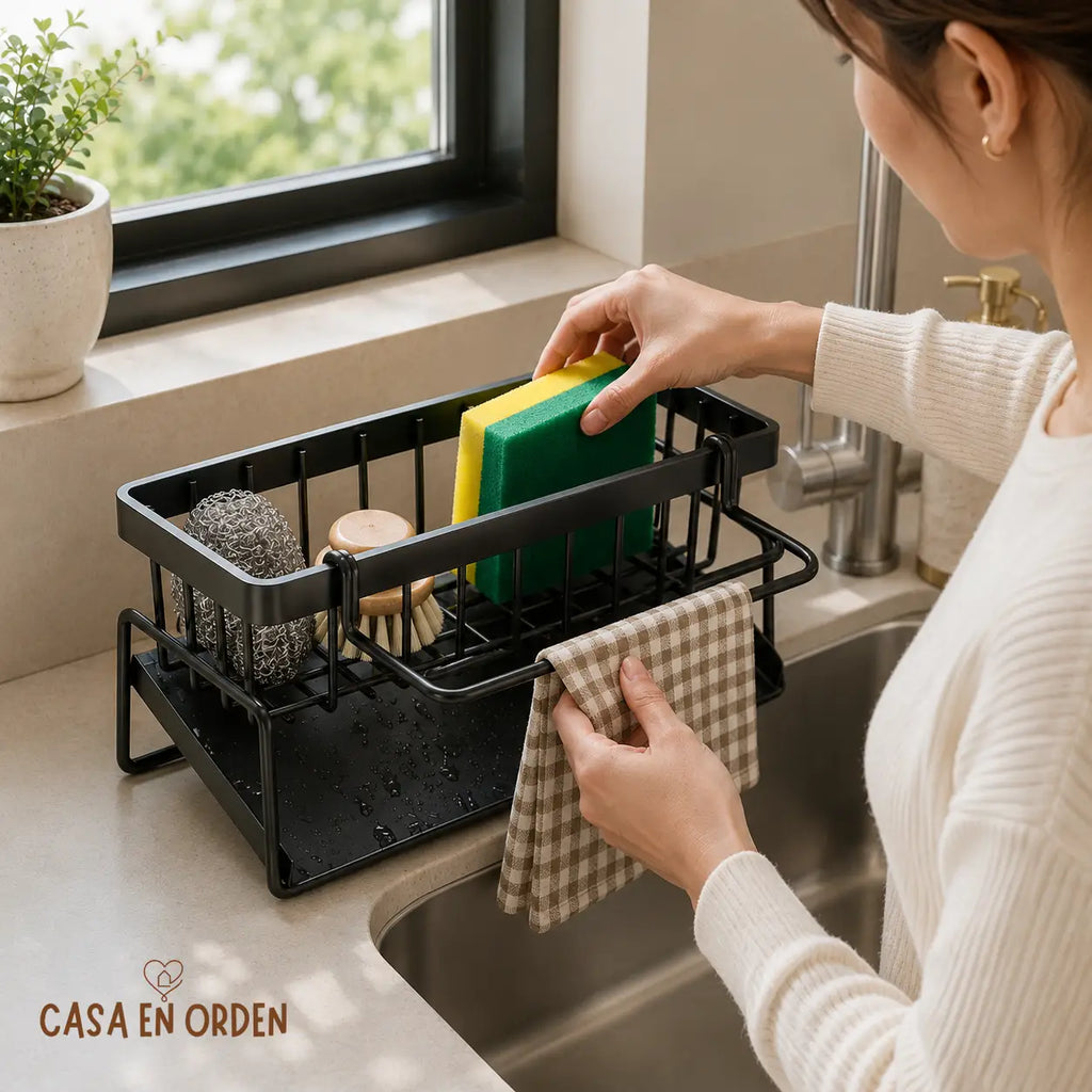 Organizador de limpieza cocina con drenaje