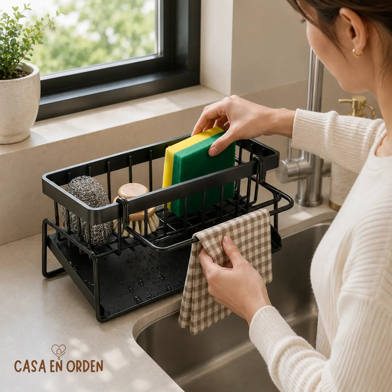 Organizador de limpieza cocina con drenaje