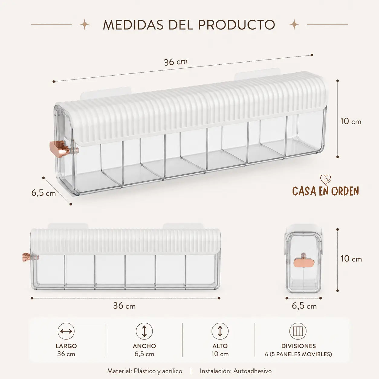 Multiorganizador Deslizable Autoadhesivo