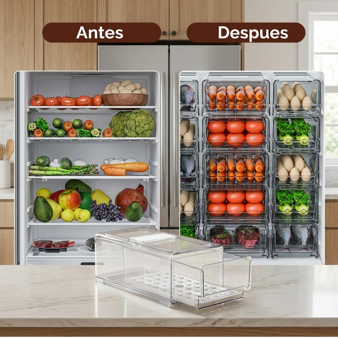 Cajón Organizador Heladera Apilable Con Ventilación