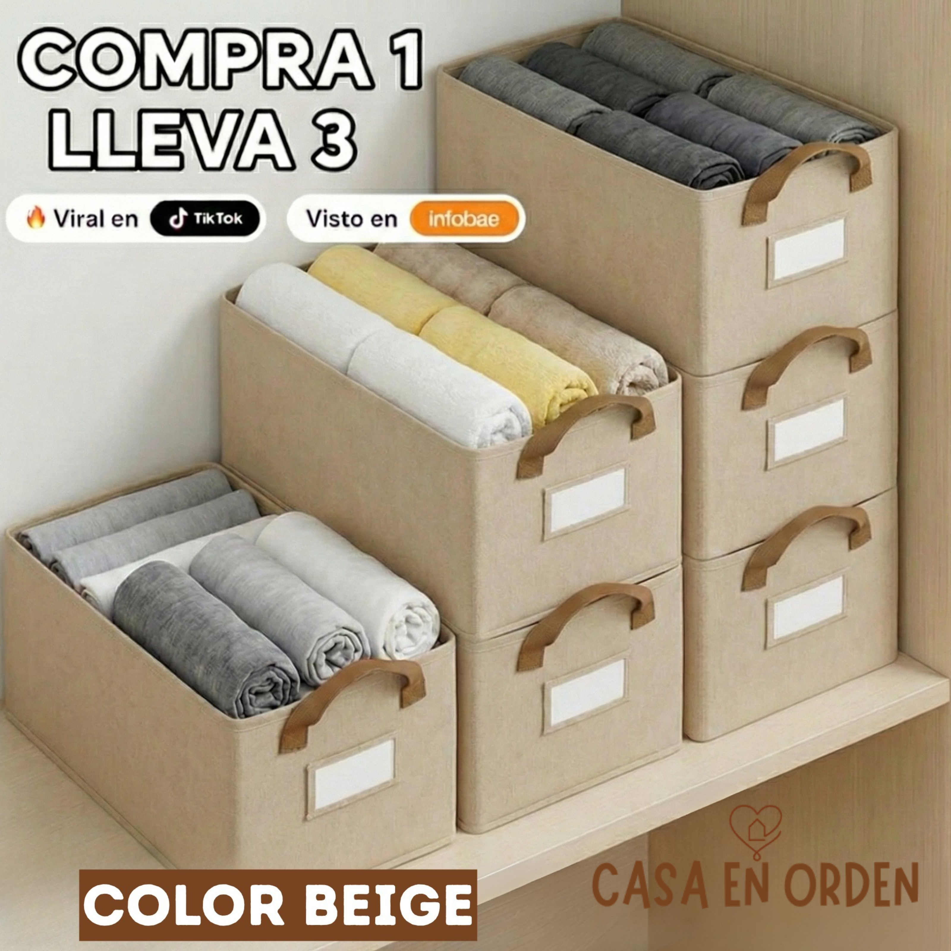 NUEVO Organizadores de Ropa Plegables CON CARTEL (Comprá 1 y lleváte 3)