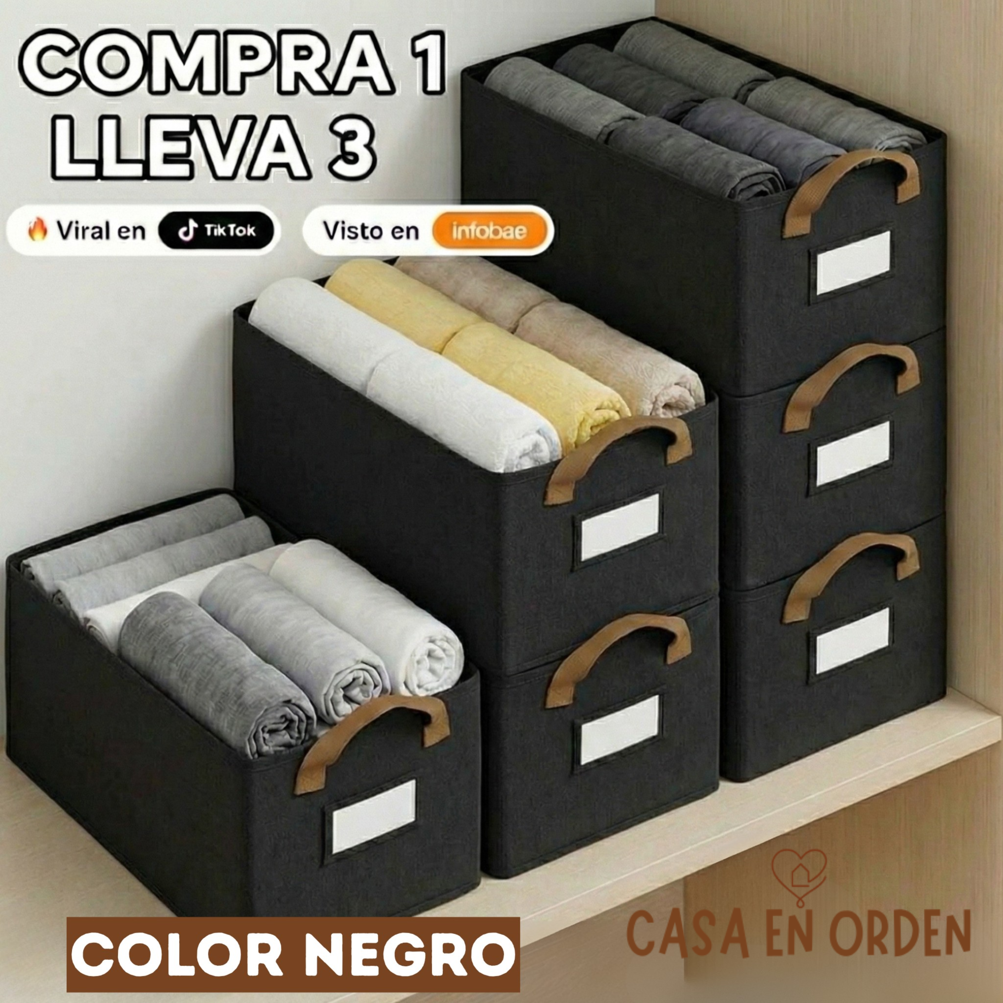 NUEVO Organizadores de Ropa Plegables CON CARTEL (Comprá 1 y lleváte 3)
