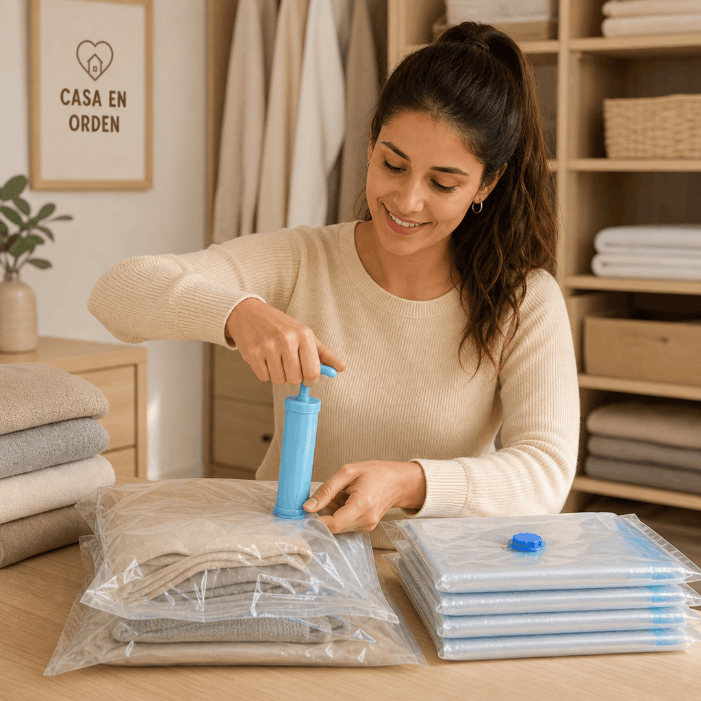 Pack x5 Bolsas al Vacío + Inflador, Organizá toda tu casa en minutos