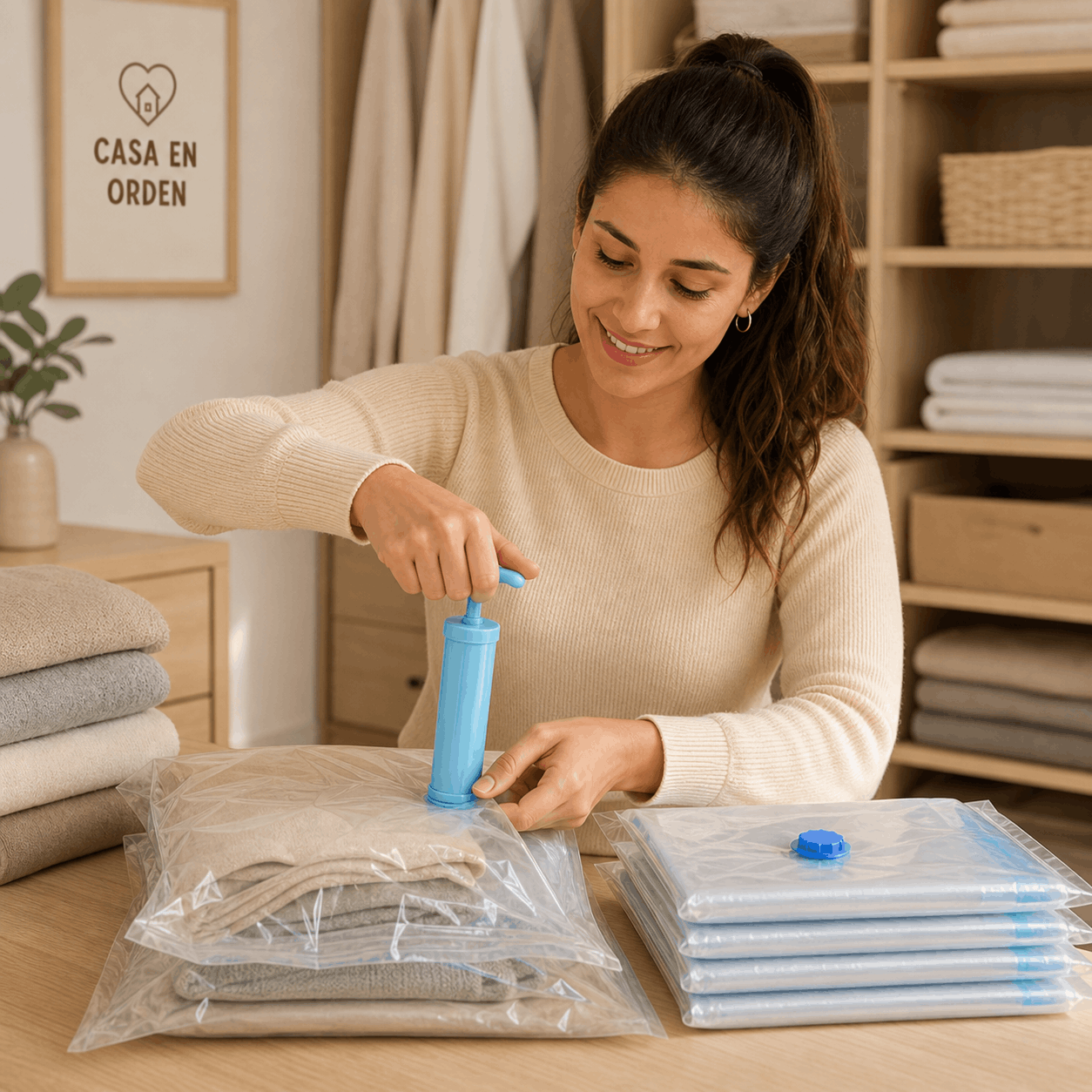 Pack x5 Bolsas al Vacío + Inflador, Organizá toda tu casa en minutos