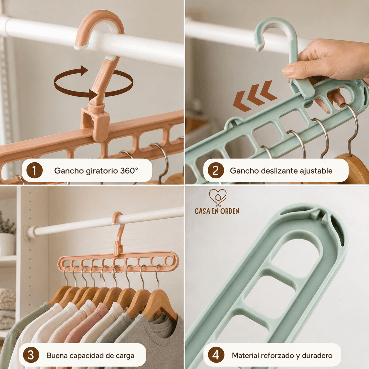 3x1! Perchas Multifuncionales Resistentes
