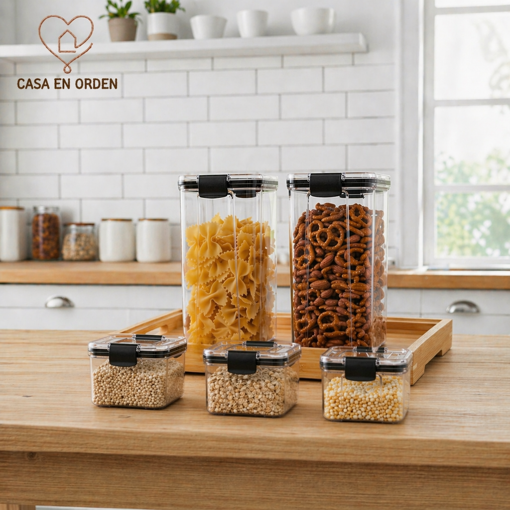 Set x5 Recipientes de Acrilico para Cocina