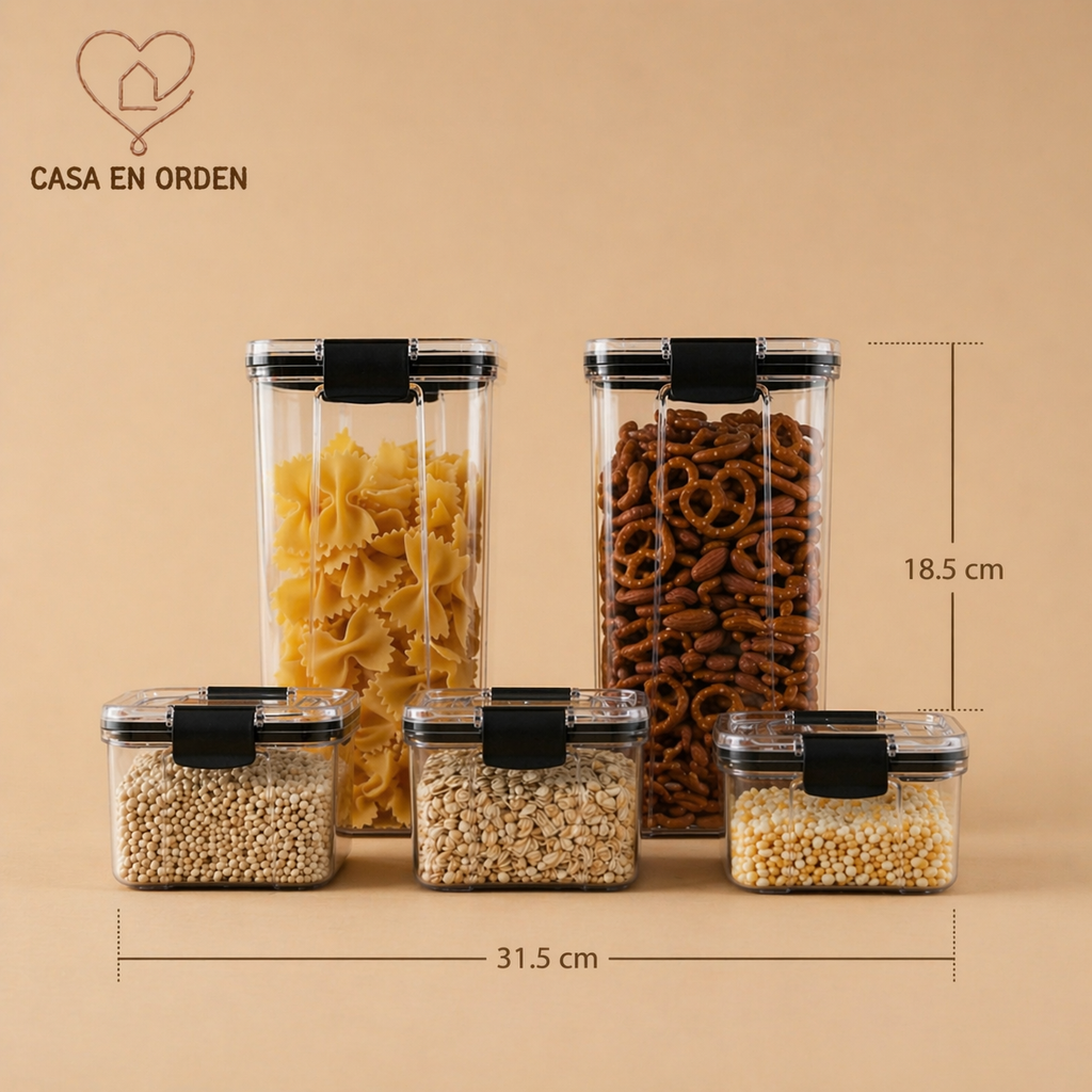Set x5 Recipientes de Acrilico para Cocina