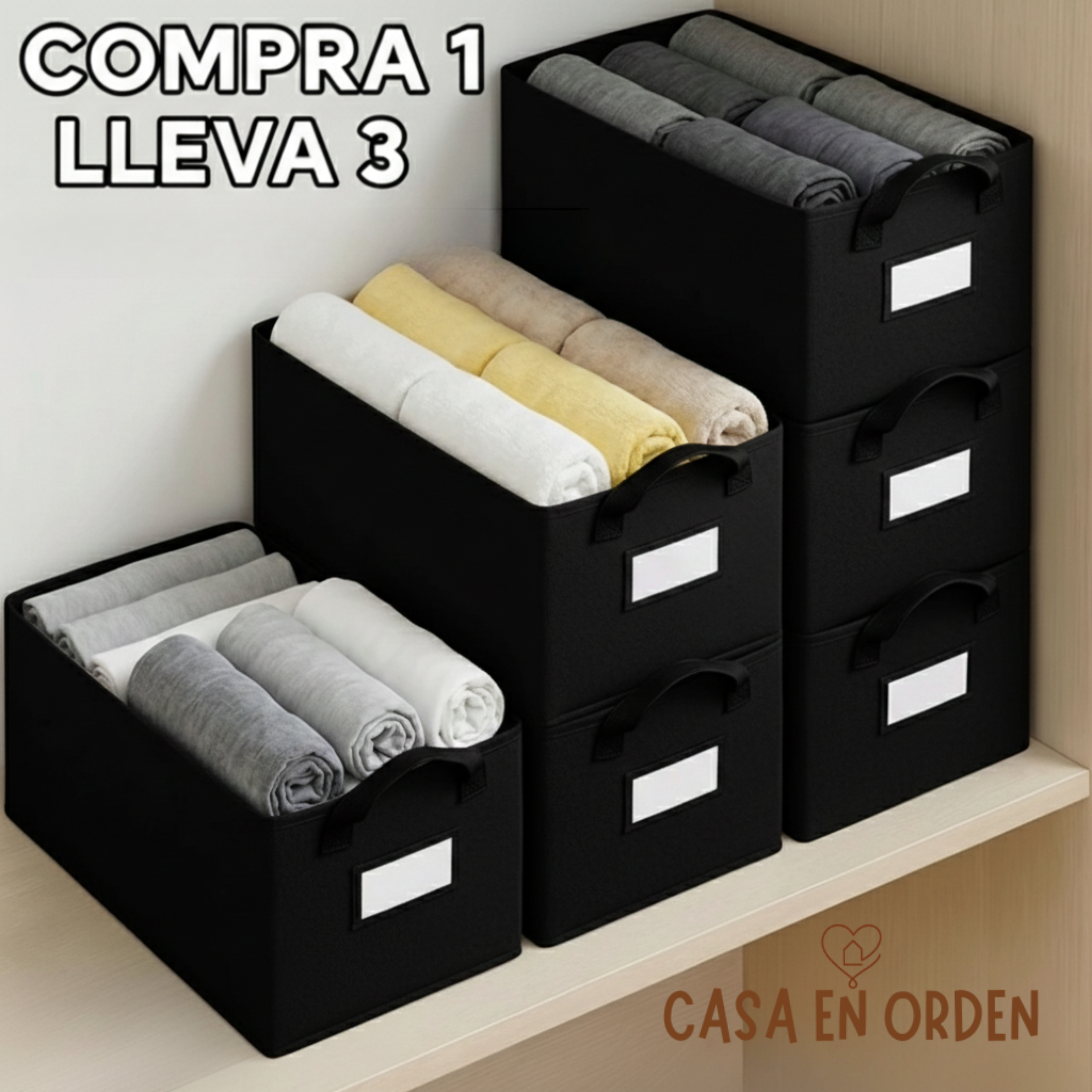 NUEVO Organizadores de Ropa Plegables CON CARTEL (Comprá 1 y lleváte 3)