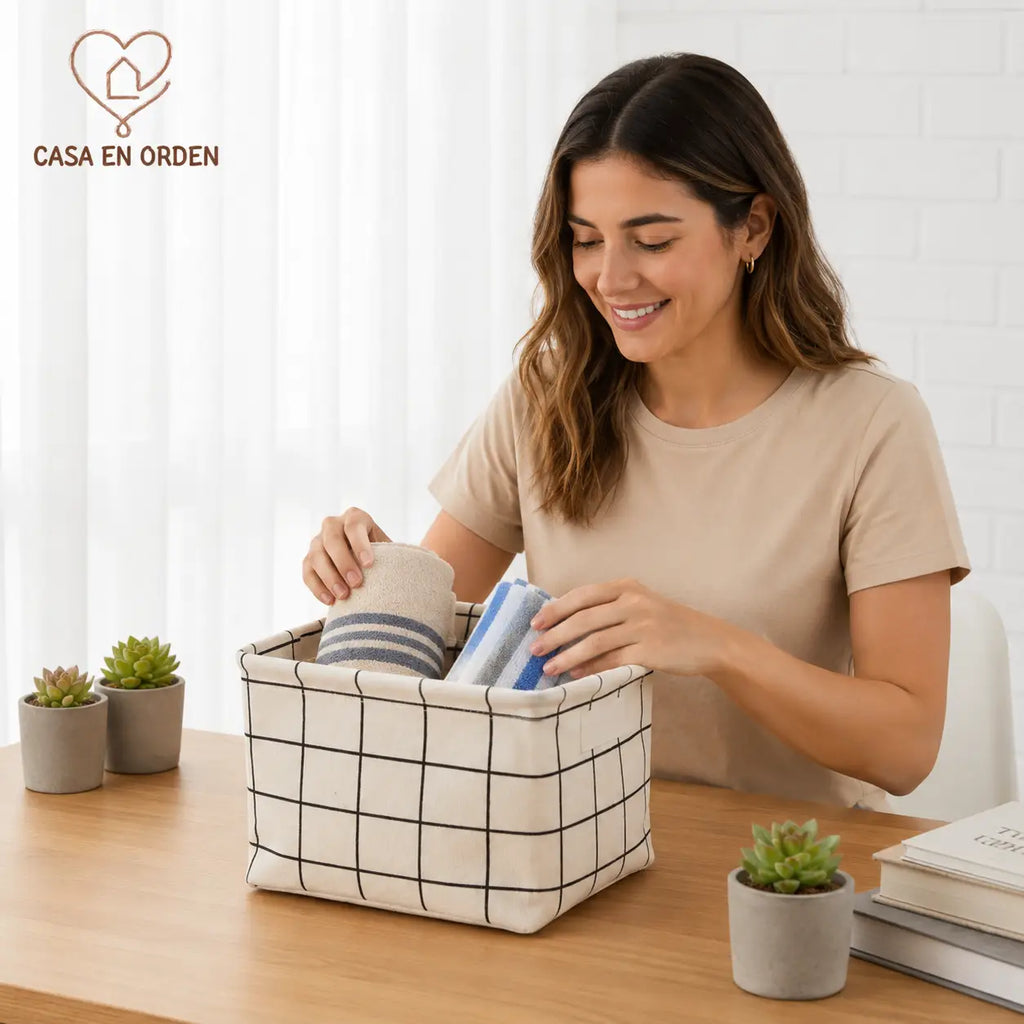 Organizador Canasto Plegable de Tela Blanco